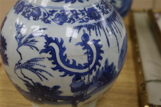 A pair of Chinese blue and white bottle vases, 19th century